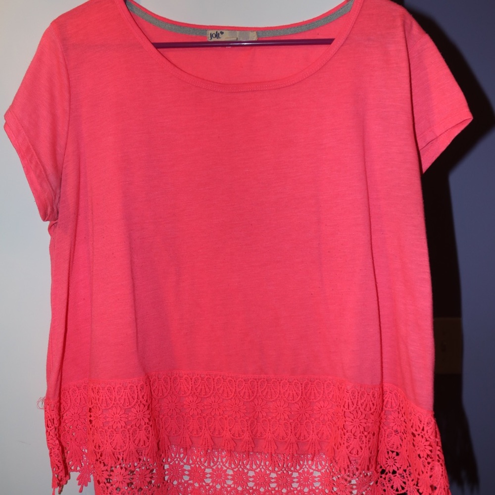 Pink tee with lace
